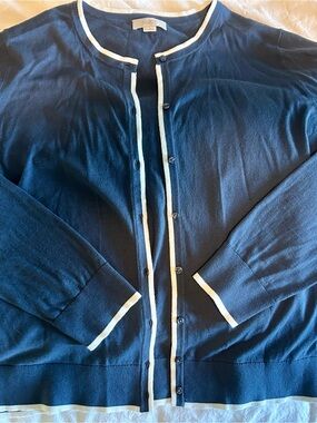 LOFT Outlet cardigan with white trim XL